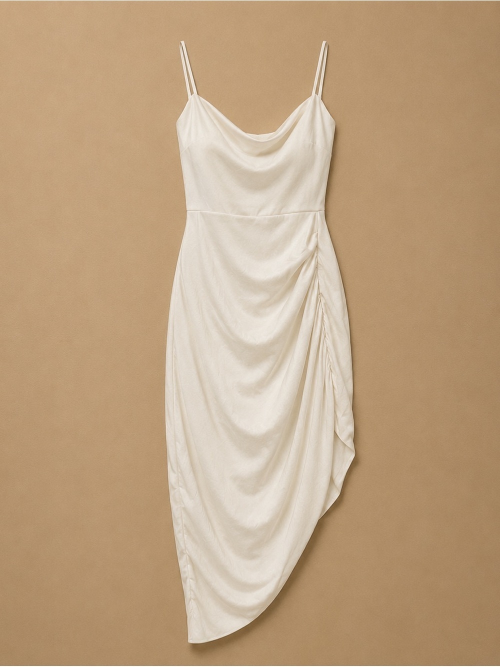 Blue Blush Off White Diagonal Asymmetrical Hemline Party Dress EUC S #1760